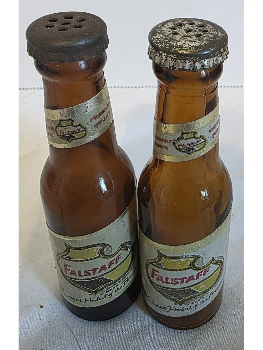 Vintage Fallstaff Beer Bottle Salt and Pepper Shaker Set